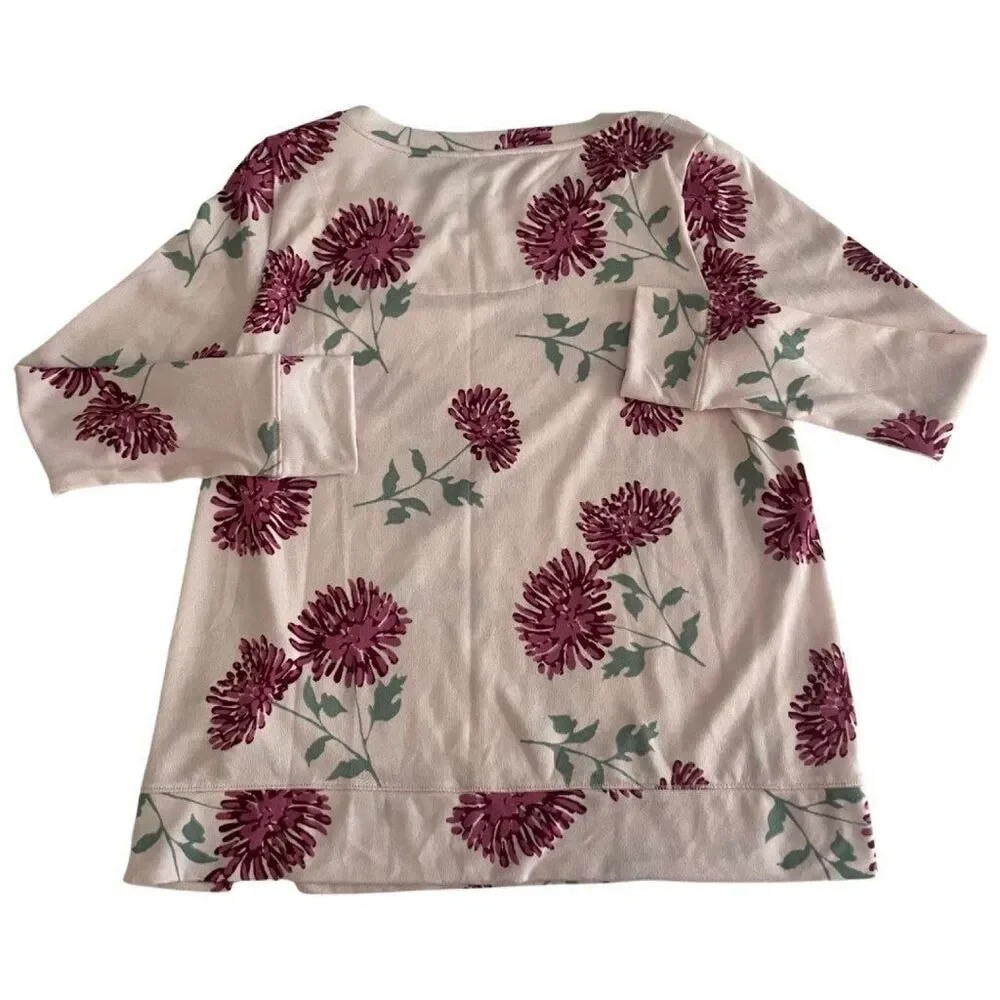 Kate Spade New York Two Piece Floral Blooming Mums Brushed Pajamas